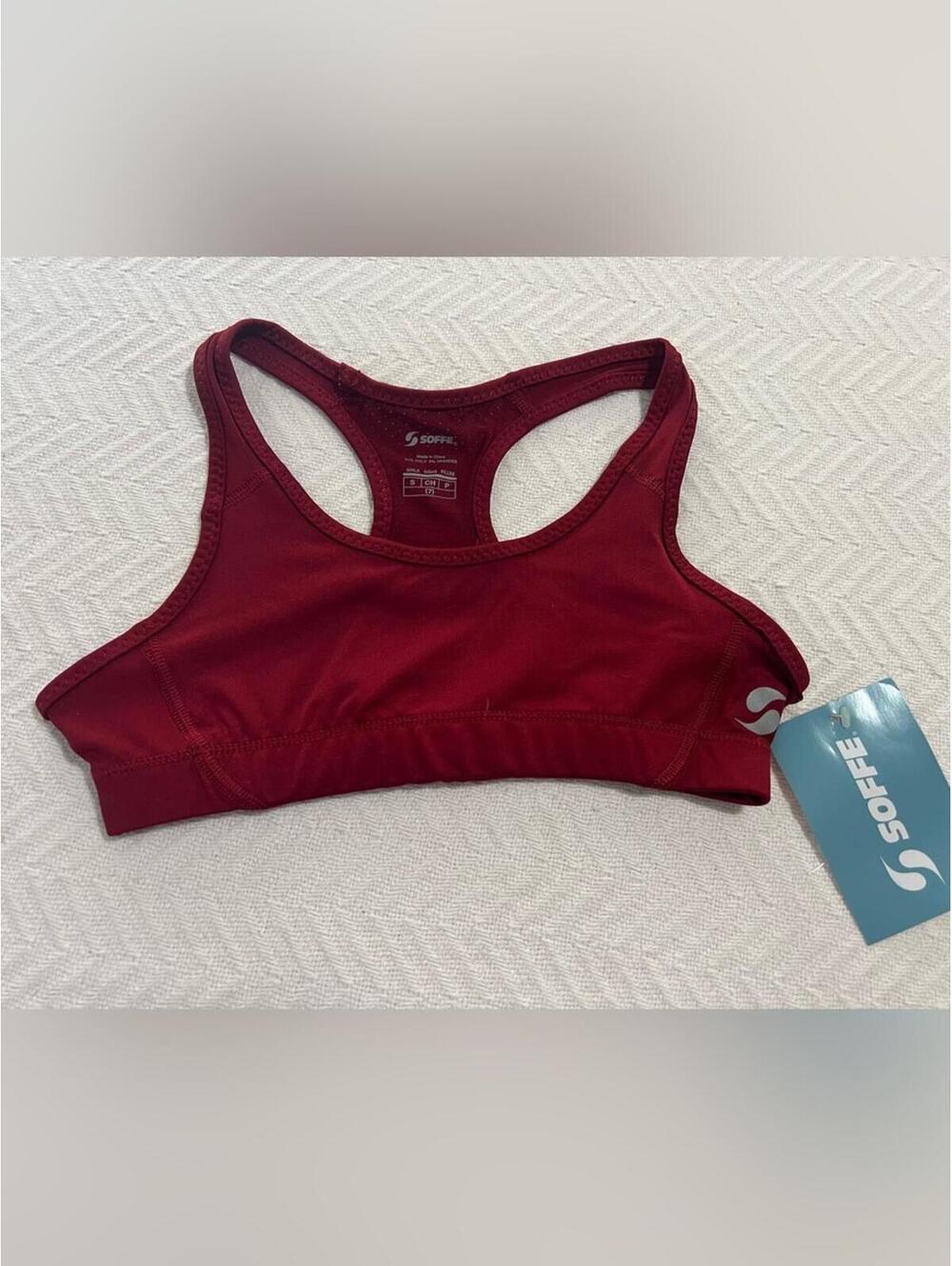 Soffe Deep Maroon Racerback Sports Bra girls size S(7)